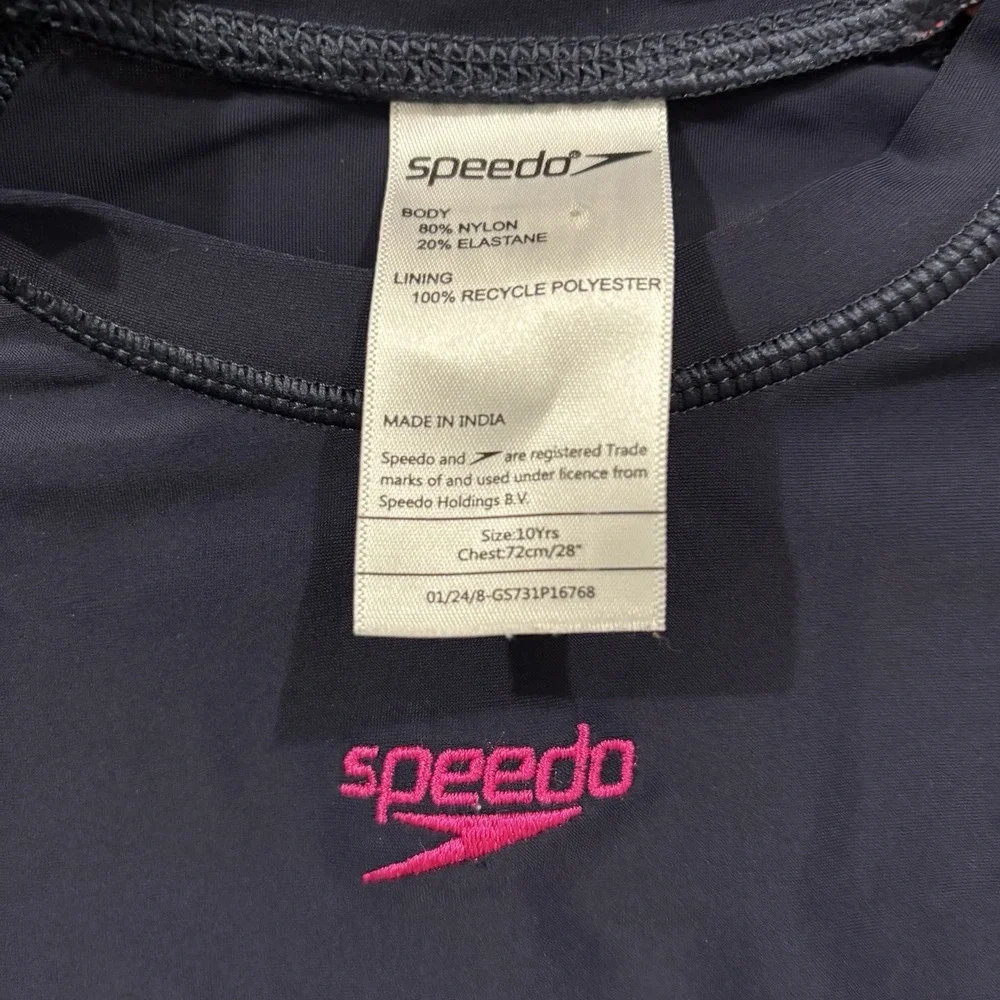 Speedo Rash Guard Youth Kids 10yrs Long Sleeve Swim Shirt Suntop Pink Quick Dry